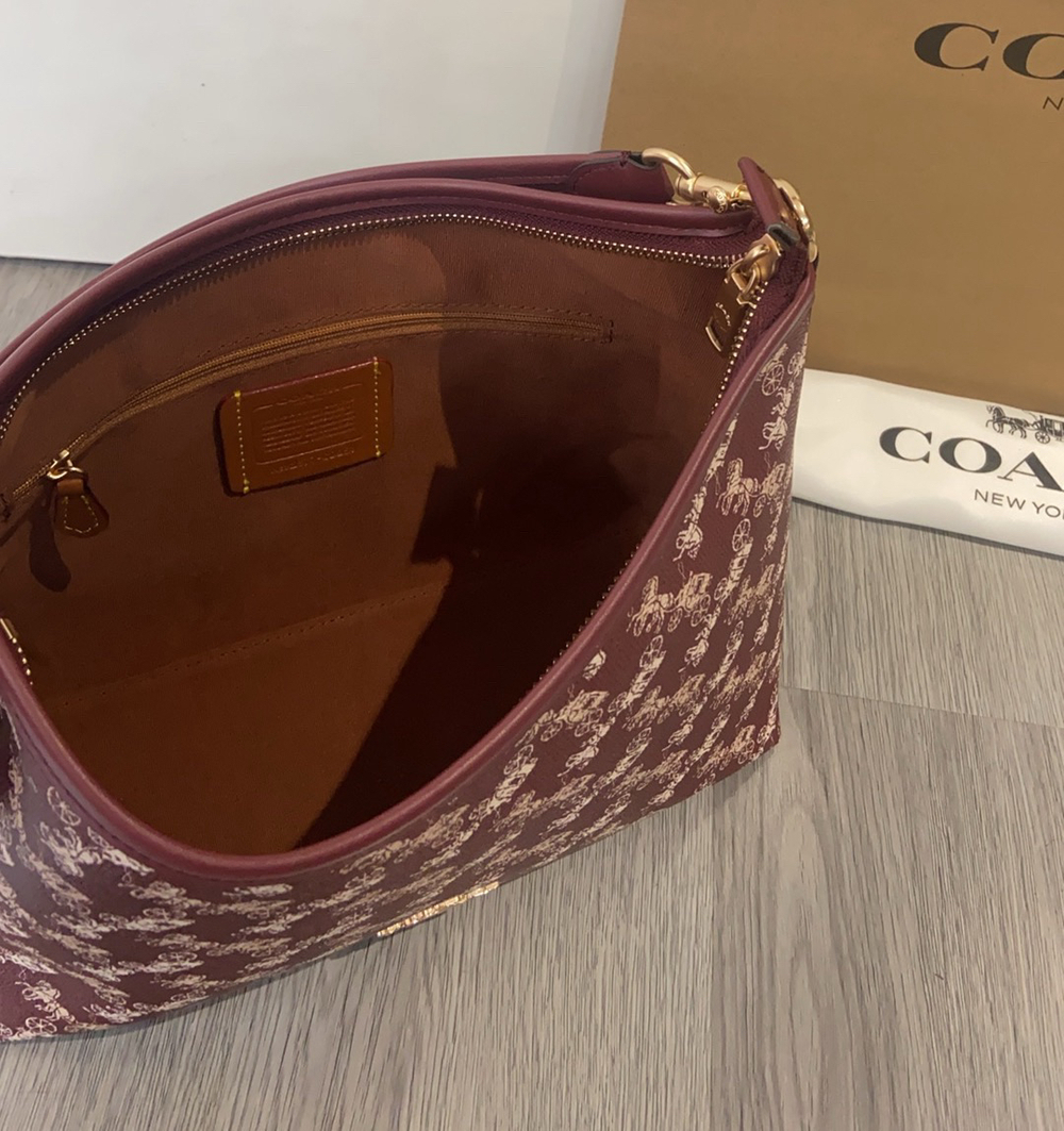 Coach Burgundy Classic Carriage Monogram Underarm Bag - Picture 8 of 9